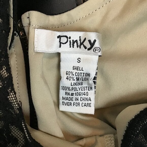 Pinky Lace Black and Beige Flapper Dress Sz S - Picture 7 of 8